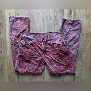 True Religion Jeans Mens 34x30cotton Straight Light Wash Red Dye